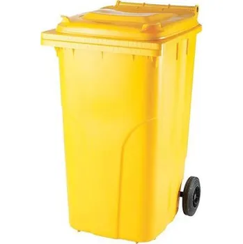 Popelnice Dvoukolová popelnice plastová, objem 240 l, žlutá