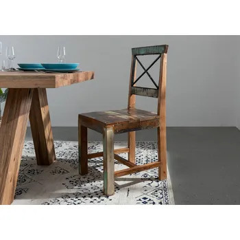 OLDTIME Jídelní židle dřevěná - opěradlo X, staré dřevo