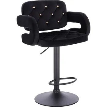 Barová židle Barová židle velur Ardal Gold na černém talíři - černé