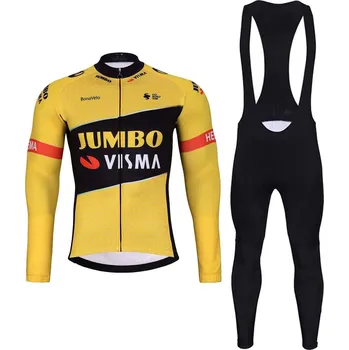 cyklistický dres BONAVELO Cyklistický zimní dres a kalhoty - JUMBO-VISMA 2024 WNT - žlutá/černá