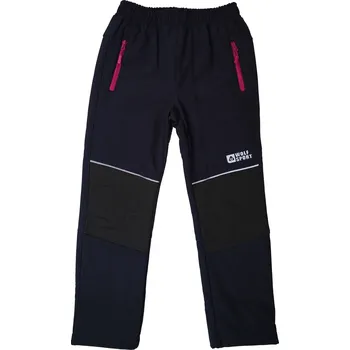 Dívčí kalhoty Dívčí softshellové kalhoty, zateplené - Wolf B2396, tmavě modrá/ fialovorůžové zipy Barva: Modrá tmavě, Velikost: 110