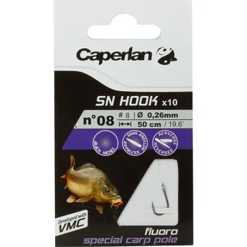 Rybářský háček CAPERLAN Háčky s návazcem SN Hook Fluoro Carp Pole na rybolov 8