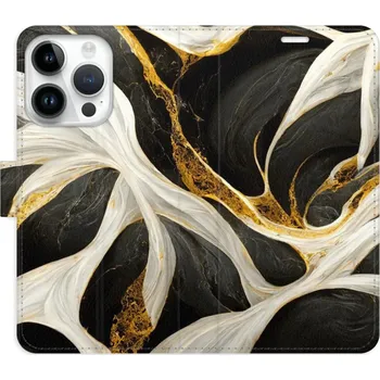 Pouzdro na mobilní telefon Flipové pouzdro iSaprio - BlackGold Marble - iPhone 15 Pro