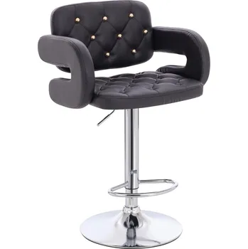 Barová židle Barová židle ekokůže Ardal Gold na stříbrném talíři - černé