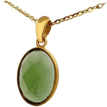 Přívěsek Zlatý přívěsek s vltavínem 27mm x 15mm