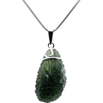 Přívěsek Stříbrný přívěsek s vltavínem 3,2 cm x 1,8 cm