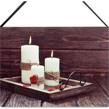 Obraz Autronic s.r.o. Obraz svíčky nástěnná svítící dekorace 20 x 15 x 1,8 cm vánoční