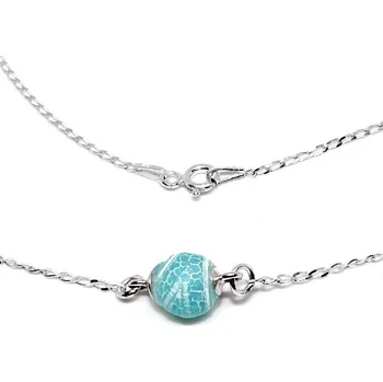 Náhrdelník Stříbrný náhrdelník přírodní dračí achát - 3464 (Stříbrný řetízek s achátem 8 mm)