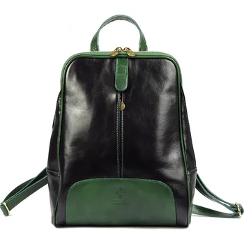 Městský batoh Dámský kožený batoh Vera Pelle Florence 2001 černý / zelený