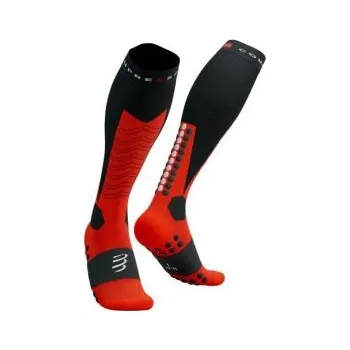 Pánské ponožky COMPRESSPORT SKI MOUNTAINEERING FULL SOCKS BLACK/RED T4 podkolenky