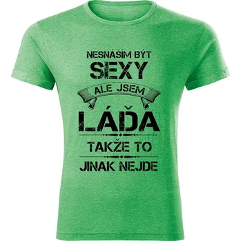 Pánské tričko tričko se jménem LÁĎA zelený melír L