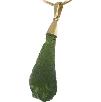 Přívěsek Zlatý přívěs s neopracovaným vltavínem 37mm x 12mm