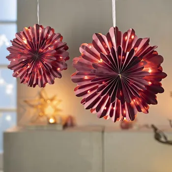 Vánoční dekorace Weltbild LED závěsná dekorace Vločka, bordó, 2 ks 476493