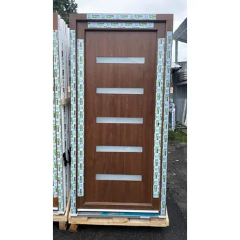 Vchodové dveře SOFT vchodové plastové dveře Paris , ořech/bílá, 98x200 (vchodové plastové dveře )