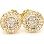 Zlaté náušnice kulaté se zirkony na puzetu 1,72g