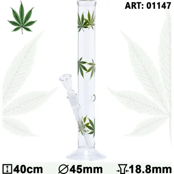 Skleněný bong Multi Green Leaf, 40cm, 14,5mm (Skleněný bong Multi Green Leaf, který je téměř uměleckým dílem!)