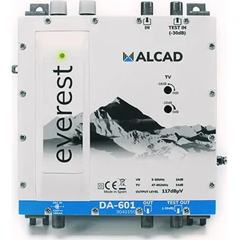 Příjem digitálního pozemního vysílání Alcad DA-601 zesilovač linkový, 34 dB, 117 dBµV, zpětný kanál 5-30 MHz