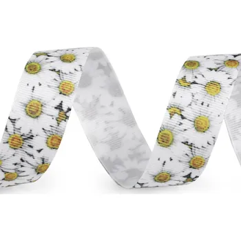 Stuha Stuha květy šíře 25 mm 4 bílá kopretiny