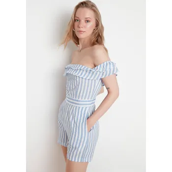 Dámský overall Trendyol modrý pruhovaný overal pro drobnou postavu Trendyol šedá 1917802
