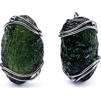 Náušnice Zlaté náušnice s vltavíny z bílého zlata