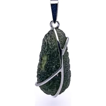 Přívěsek Stříbrný přívěsek s neopracovaným vltavínem 2,8 cm x 1,4 cm