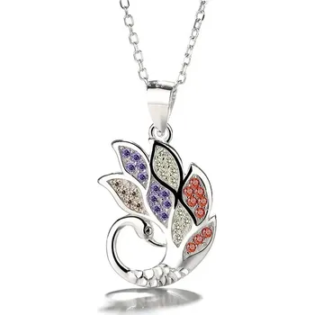 Řetízek Majya Stříbrný přívěsek s řetízkem PÁV barevné zirkony Ag/; ≤3,01 g 10177