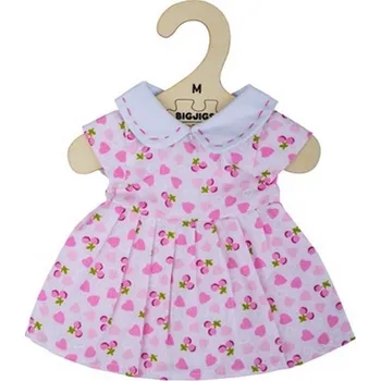 Doplněk pro panenku Bigjigs Toys Růžové šaty se srdíčky pro panenku 34 cm