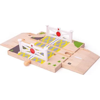 Vláček a vláčkodráha Bigjigs Rail Dřevěné autodráhy železniční přejezd s brankami