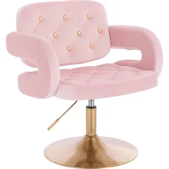 Křeslo Otočné křeslo Ardal Gold velur na zlatém talíři - růžová