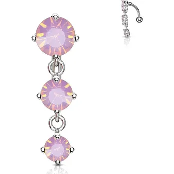 Piercing Šperky4U Obrácený piercing do pupíku s růžovými opality - WP0008-PK