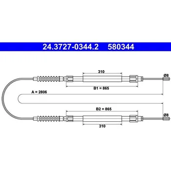 Brzdový systém Tažné lanko, parkovací brzda ATE 24.3727-0344.2