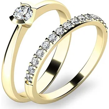 Prsten Zásnubní prsten žluté zlato 585/1000 zirkon set zásnubních 10840-SET01-ZZ velikost 60