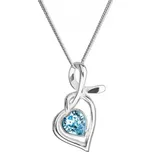 Stříbrný náhrdelník se Swarovski krystaly srdce modré 32071.3 délka 45 cm