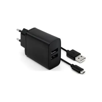 Fixed nabíječka do sítě, konektor 2x USB-A, kabel USB -> micro USB délka 1 m, 15 W, černá