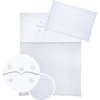 Povlečení Albero Mio Povlečení do postýlky 2 díly 100x135 cm Šedé hvězdičky H216