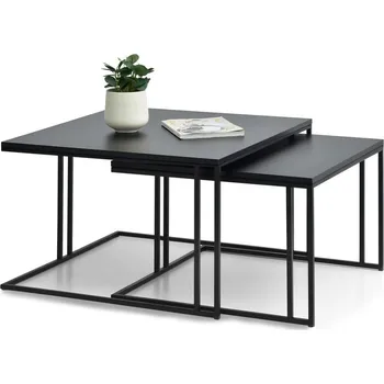 Konferenční stolek MPT Sada stolků Dark S-XL, černý mat/černý kov