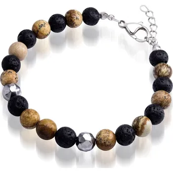 Náramek Pánský náramek ocel minerálních kamenů 555-BR14-025 délka 20 cm