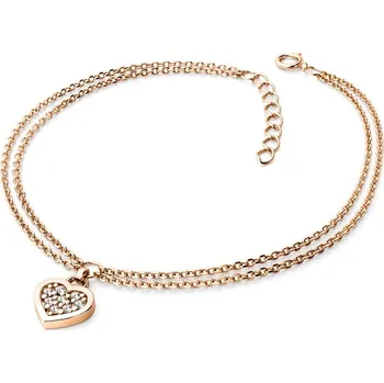 Oblečení a móda Dámský náramek přírodní diamant 0.096 ct G/SI růžové zlato se srdíčkem 10881-NR02-CV délka 19 cm