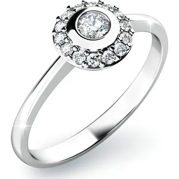 Prsten Dámský prsten bílé zlato 585/1000 přírodní diamant 0.159 ct G/SI 10799D velikost 64
