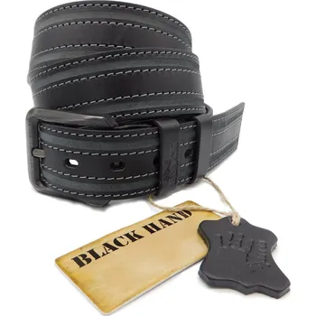 Opasek Pánský černý kožený pásek Black Hand 115 - 98 Délka: 90 cm