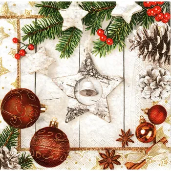 Papírový ubrousek UBR-F86, Ubrousek, 16x16 cm, VÁNOČNÍ OZDOBIČKY, 1 kus