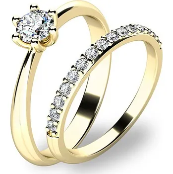 Šperk Zásnubní prsten žluté zlato 585/1000 zirkon set 10819-SET01-ZZ velikost 62