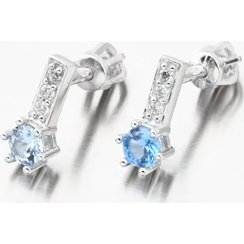 Náušnice Dámské náušnice bílé zlato 585 zirkon akvamarín a 52GZ-8057-B-AKVA