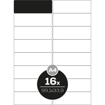 Speciální papír Etikety Top Stick A4/100 ks, 99,1x33,9 mm - 16 etiket, bílé