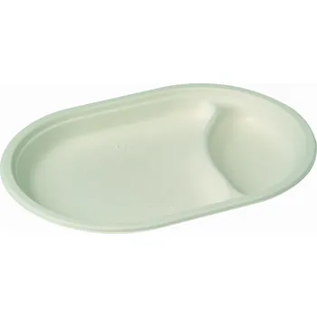 Jednorázové nádobí Talíře | Oválné dvoudílné | 30 cm | Kompostovatelné | Z cukrové třtiny Balení: 50 Ks