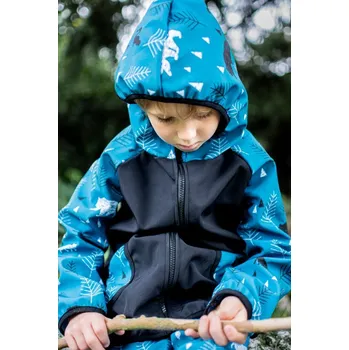 Chlapecká bunda Yháček Softshellová bunda Yháček, zimní, Lesní zvěř na petrolejové Velikost: 104