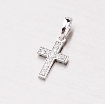 Přívěsek Dámský přívěsek bílé zlato 585 zirkon křížek 227-0049