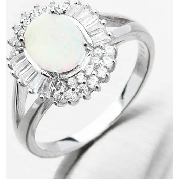 Prsten Dámský prsten stříbro 925 zirkon bílý opál a PKL-1028 velikost 55