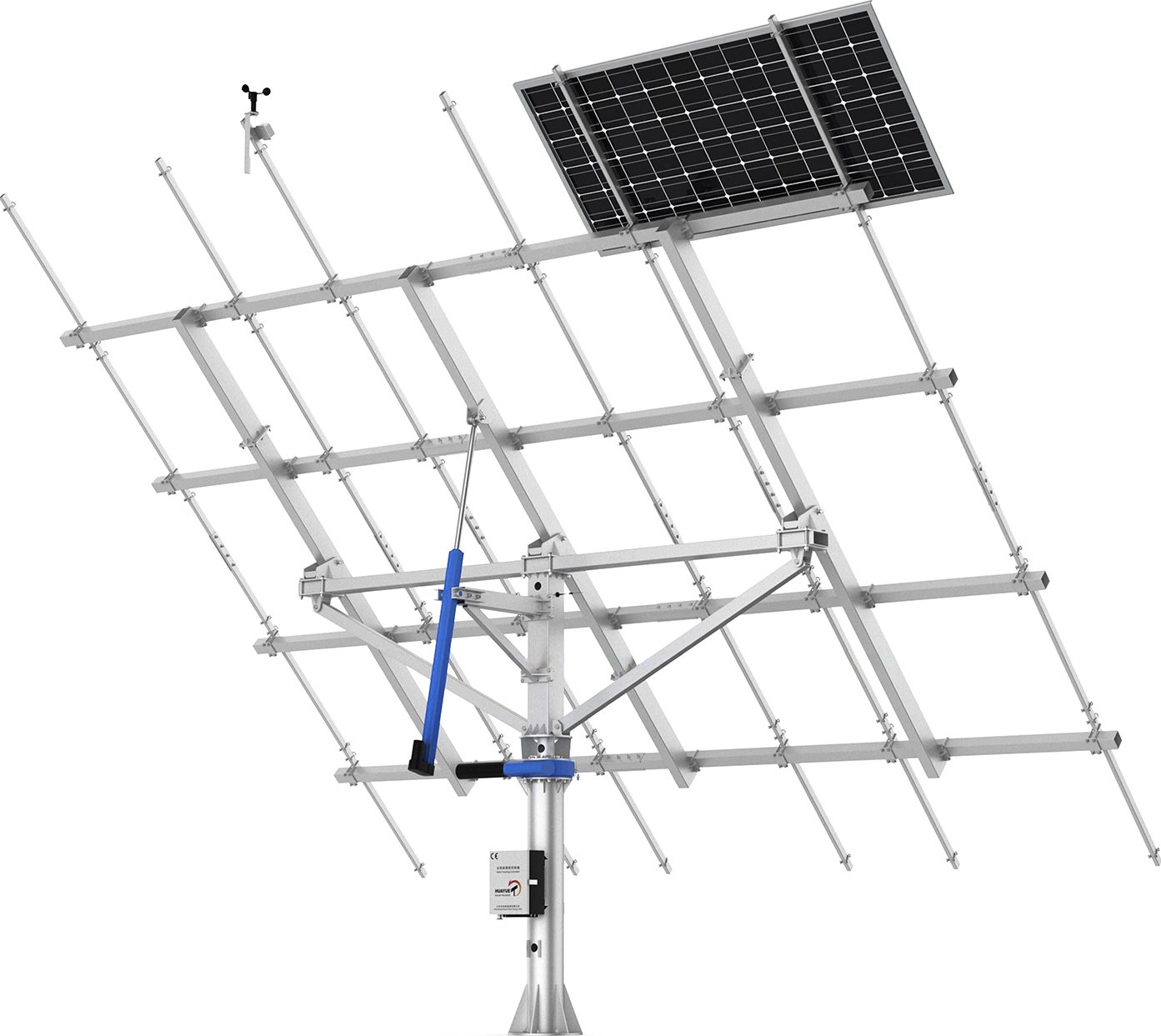 Dvouosý solární tracker Huayue pro 12 panelů - 6,6kW