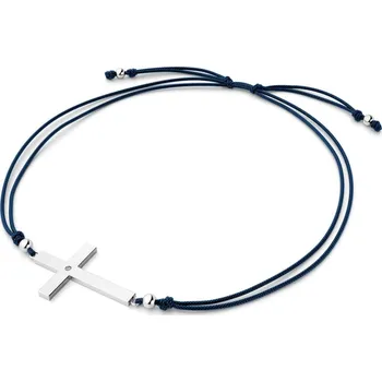 Oblečení a móda Dámský náramek přírodní diamant 0.006 ct G/SI šňůrkový kříž 10947-NRS-MOD-B-DIA délka 16 cm